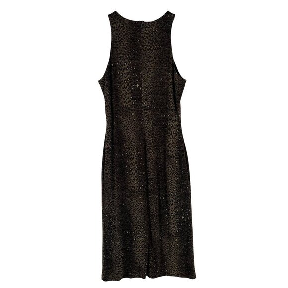 Alexia Admor Black & Gold Leopard Print Sleeveless‎ Cocktail Dress L - Picture 2 of 15